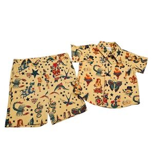 Hannah And Hems Tattoo Matching Shirt Shorts Outfit 2T Whimsical Sculls Scorpion